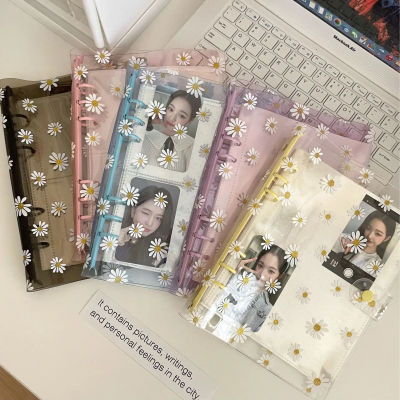Carpeta transparente Daisy A5, organizador de álbum de fotos Kpop, colección de tarjetas fotográficas, cubierta de libro con 6 anillos, diario, suministros escolares