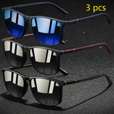 3 uds gafas de sol cuadradas de moda Vintage para hombres y mujeres para conducir, para pescar, gafas de sol de diseñador de marca de lujo, gafas Retro UV400