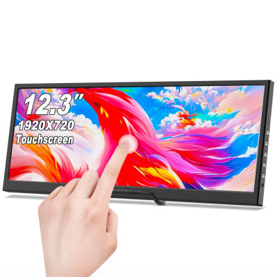 Monitor Portátil de 12.3 Pulgadas con Pantalla Táctil, HDMI, USB-C, Resolución 1920x720, Pantalla IPS LCD, Barra de Visualización de Temperatura, Pantalla Ancha