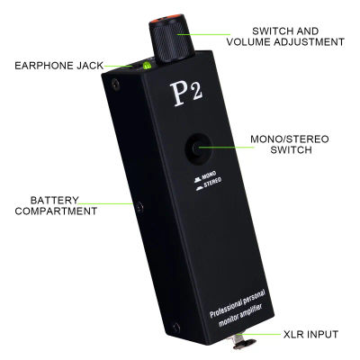 Amplificador de auriculares P2, monitor de auriculares intrauditivos ultra compacto, monitor estéreo/amplificador de potencia de auriculares/monitor de música de auriculares