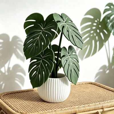 Posavasos con Diseño de Planta Monstera Impresos en 3D, Antideslizantes y Resistentes al Calor, para Hogar, Oficina, Sala de Estar, Cocina, Bar y Mesa
