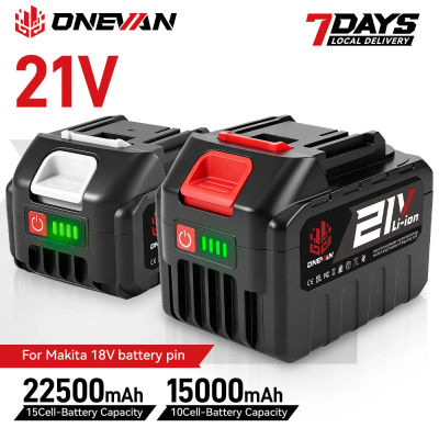 Batería de iones de litio ONEVAN de 15000mAh/22500mAh, batería recargable con cargador, herramienta eléctrica para llave de impacto, compatible con la batería Makita de 21V.
