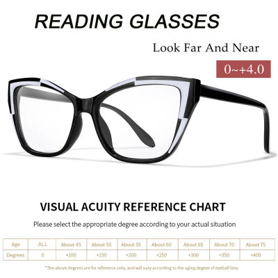 Gafas de sol de lectura Cateye de moda para hombres y mujeres, gafas ultraligeras elegantes, visión clara para leer gafas transparentes 0 + 1,0 + 4,0