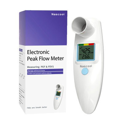 Nascool Medidor de Flujo Máximo Digital, Espirómetro Portátil para Medición de PEF y FEV1, Monitor Respiratorio para Uso Diario
