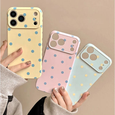 INS encantadora funda de teléfono suave con lunares para IPhone 14 16 15 17 Pro Max 13 funda protectora trasera de teléfono rosa caramelo coreano