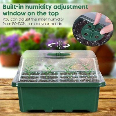 Macetas de plástico con agujeros para plantas, caja de cultivo de plántulas, bandeja de siembra de jardinería, herramientas, sistema de cultivo hidropónico en interiores, 12 celdas