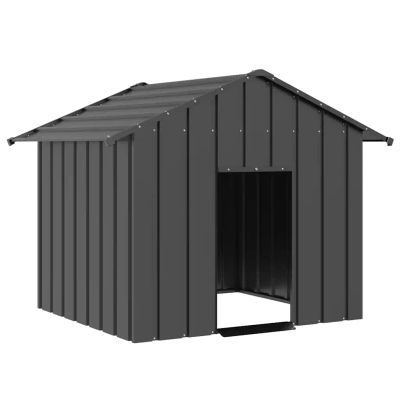 Perrera para perros con techo negro, 131x101x102 cm, muebles de jaula para perros resistentes de acero galvanizado, caja moderna para perros con puerta, suministros para perros