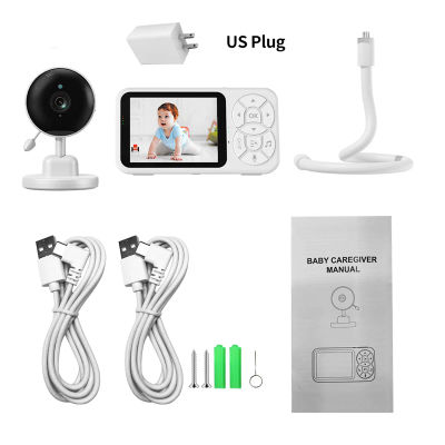 DANMINI Monitor para Bebés de 3.5 Pulgadas 720P con Visión Nocturna, Detección de Temperatura, Intercomunicador Bidireccional, Cámara de Seguridad para Bebés