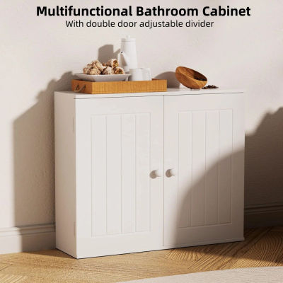 Mueble de baño blanco Mueble de pared para baño Mueble de almacenamiento de cocina con puertas dobles y estantes ajustables Blanco