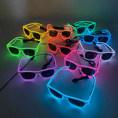 1 unidad de gafas LED iluminadas, gafas de sol brillantes, gafas de neón con alambre EL que brillan en la oscuridad, suministros para fiestas, recuerdos de fiesta de neón para adultos