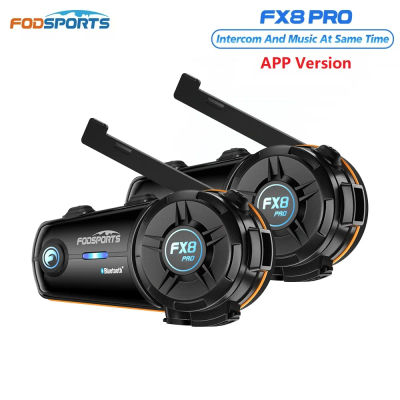 2 Intercomunicadores para Motocicleta Fodsports FX8 Pro, Auriculares Bluetooth para Casco, Intercomunicador para 10 Motociclistas, Compatible con APP