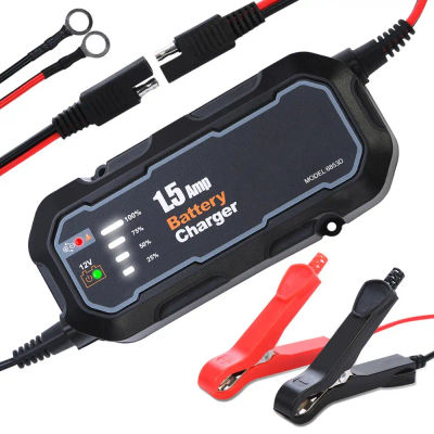 Cargador de batería inteligente automático para motocicleta, 12V, 1500mA, mantenedor para coche/RV/ATV/barco, cargador automático de batería con LED