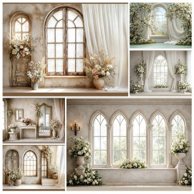 Ventana Arqueada con Fondo Floral, Accesorios para Fiestas de Cumpleaños Infantiles, Accesorios para Sesiones de Fotos, Fondos para Fotografía de Bebés