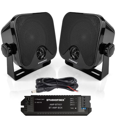 STUDIOFINIX Altavoces BT marinos impermeables HD de 4 pulgadas, 2 piezas, montaje en superficie para camper, ATV, UTV, RZR, carrito de golf, barco, patín