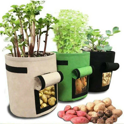 Bolsa para plantar patatas de fieltro, bolsa para plántulas de plantas vegetales de gran diámetro, cubo para cultivo de patatas de fieltro no tejido, 1 ud.