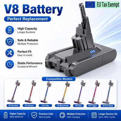 Nueva Batería Recargable de Iones de Litio de 21.6V 12800mAh Compatible con Aspiradoras Inalámbricas Dyson Serie V8, V8 Absolute, V8 Animal