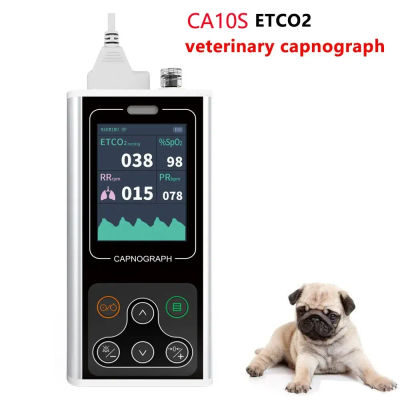 CA10S Monitor de capnógrafo Etco2 veterinario humano portátil Compensación de forma de onda respiratoria para pacientes Monitor SPO2 PR RESP