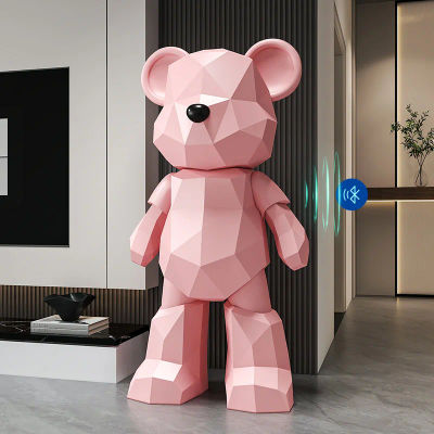 Escultura de oso geométrico abstracto de 70cm, adorno de resina, Altavoz Bluetooth, mueble de TV, decoración de estatua de muñeca para sala de estar personalizada