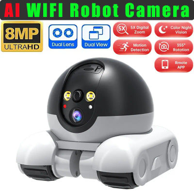 8MP HD1080p APP lente Dual gato/perro jugando correr cámara IP a todo Color AI detección humanoide seguridad del hogar CCTV Monitor de bebé