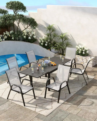 Sillas de jardín apilables de textileno, sillas de Metal para Patio exterior, resistentes a los rayos UV, resistentes a la intemperie, antioxidantes, muebles para terraza y balcón, 4 Uds.