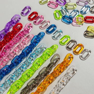 20 piezas 20x30mm acrílico transparente colorido conector de cadena de eslabones ovalados cuentas para joyería DIY pulsera collar accesorios de cadena de teléfono
