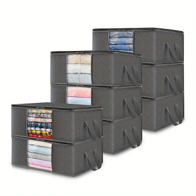 Bolsas de almacenamiento de tela de 35 L con ventanas de visualización transparentes: cajas organizadoras acolchadas y plegables para ropa, mantas y ropa de cama