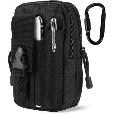 Bolsa Táctica EDC Molle para Cintura con Mosquetón, Cinturón Utilitario Resistente, Funda para Teléfono, Compatible con Teléfonos Inteligentes Grandes y Herramientas