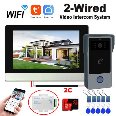 Sistema de videoportero Digital de 2 cables, Monitor WIFI inalámbrico de 7 pulgadas, cámara de portero de 1080P, timbre de vídeo, tarjeta IC, desbloqueo por aplicación Tuya