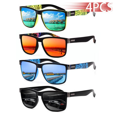 4 Uds. Gafas de sol cuadradas con diseño Vintage a la moda para hombre y mujer, gafas de sol de diseñador de marca de lujo para pescar y conducir, gafas UV400 ﻿