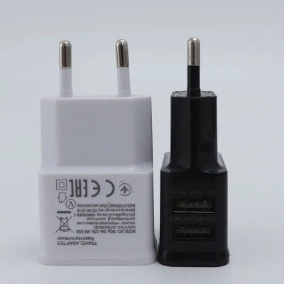 Cargador USB Dual Universal de 5V con Enchufe Europeo para iPhone, Samsung, Xiaomi, Huawei - Adaptador de Corriente de Viaje para Teléfono Móvil