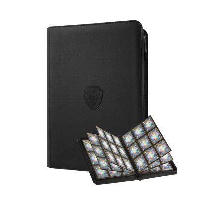 Carpeta de tarjetas comerciales de 9 bolsillos, cubierta de PU, álbum de colección de tarjetas con cremallera, resistente, soporte de carpeta de tarjetas de carga lateral 360 para tarjetas de juego