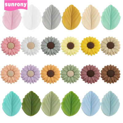Sunrony, 10 Uds., Mini cuentas de silicona con forma de hoja y flor para fabricación de joyería, cadena de chupete DIY de calidad alimentaria, accesorios para collar, juguetes para bebés