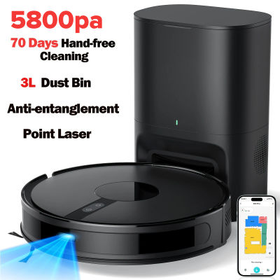 Lubluelu B40 Plus Robot Aspirador y Mopa 58000Pa de Succión, Autovaciable, Solución de Limpieza 3 en 1 para Pelo de Mascotas, Alfombras y Pisos Duros con Función de Autocarga