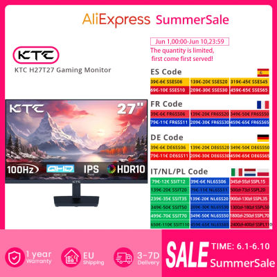 Monitor para juegos KTC H27T27, pantalla IPS de 27" 2560x1440, velocidad de actualización de 100 Hz, tiempo de respuesta HDR10 de 1 ms, luz azul baja y sin parpadeo