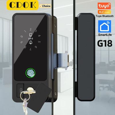 Cerradura inteligente para puerta de vidrio Bluetooth CDOK G18 Tuya, desbloqueo multicinético, adecuada para puerta de vidrio de oficina/patio