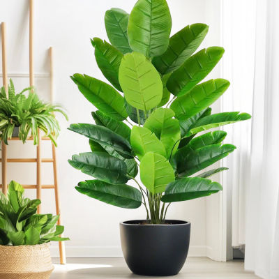 Palmera Tropical Artificial de 60-90-120cm(47,2 pulgadas), hojas de plantas de plátano falsas, planta de plástico Strelitzia de tacto Real para el jardín del hogar