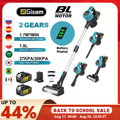 Aspiradora eléctrica Gisam 30Kpa sin escobillas, recargable, con depósito de polvo de 1.5L, herramientas de limpieza eléctricas para batería Makita de 18v.
