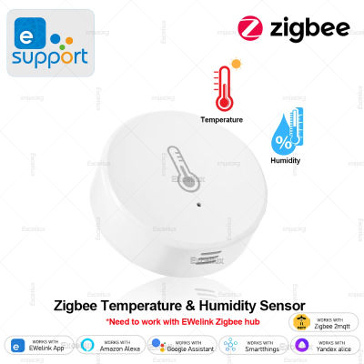 EWelink-Sensor inteligente Zigbee de temperatura y humedad, Control por aplicación, termómetro interior, Monitor, automatización del hogar, funciona con Alexa y Google