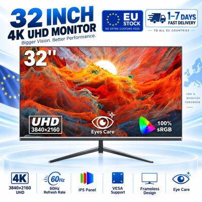 Monitor UHD 4K de 32 Pulgadas, 60Hz, 3840×2160 IPS, con Diseño sin Marco, Soporte VESA, Pantalla Ultra HD para Juegos de PC, Trabajo, Hogar y Entretenimiento Deportivo