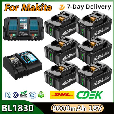 Para batería Makita BL1830 18V 8000mAh batería BL1830 BL1815 BL1860 BL1840 herramienta batería recargable con cargador 6A