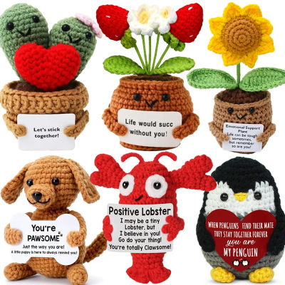 Muñeco de ganchillo de energía positiva, abrazo de bolsillo hecho a mano, planta de patata de felpa, aguacate, abeja, tortuga, pato, regalo de soporte emocional divertido