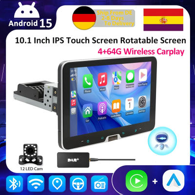 ESSGOO Radio de Coche Universal de 10.1 Pulgadas con Pantalla Giratoria, Android 15, Reproductor Multimedia Carplay, GPS, Navegador, Estéreo para Auto, Bluetooth