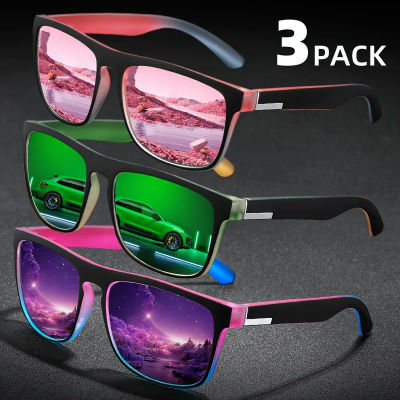 Gafas de sol polarizadas cuadradas multicolores con gradiente de fantasía, gafas antideslumbrantes UV400 para fiesta de verano, conducción, pesca, regalo de Navidad, 3 uds.