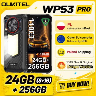 [Envío desde Polonia] Teléfono Inteligente Resistente OUKITEL WP53 PRO, 50MP, 24GB (8+16), 256GB, 11000mAh, Android 15, Linterna para Camping, Altavoz, 6.52'', NFC