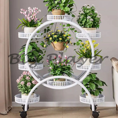 Soporte de Metal para plantas con ruedas, estante para flores de 6 macetas para jardines interiores y exteriores, soporte para plantas para uso en patio, soporte móvil para plantas