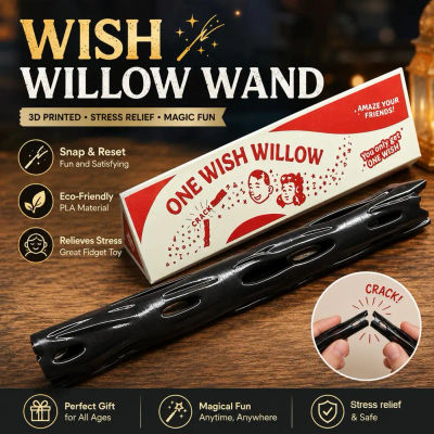 Llavero de Mimbre Impreso en 3D 'One Wish', Amuleto de la Suerte Rompible de 13cm, Caja Retro para Boda/Cumpleaños ﻿