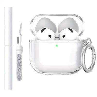 Funda para AirPods Pro3, Pro2, Pro funda protectora para auriculares con Kit de limpieza llavero para AirPods 1or2, 3, 4 funda transparente de TPU