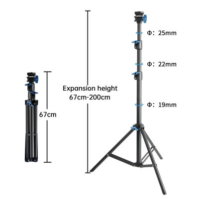 Trípode para teléfono móvil con clip, controlador Bluetooth para teléfono, palo para selfies, soporte de luz ajustable, cabezal de tornillo 1/4 para estudio fotográfico