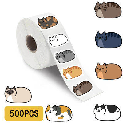 500 Uds. Rollo de pegatinas Kawaii de gato de dibujos animados Tuo Tuo, monopatín, portátil, equipaje, monopatín, regalo para teléfono, pegatina bonita impermeable para teléfono ﻿