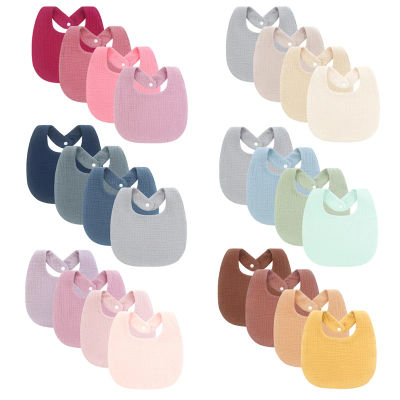 Juego de 4 Baberos de Muselina para Bebé, Paños de Regurgitación de Algodón Suave, Delantales para Niños, Toallas de Saliva para Bebés, Accesorios para Niños Pequeños, Regalo para Recién Nacidos